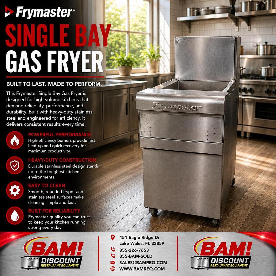 Refurbished Frymaster Commercial Single Bay Gas Fryer Heavy Duty Stainless Steel Floor Fryer