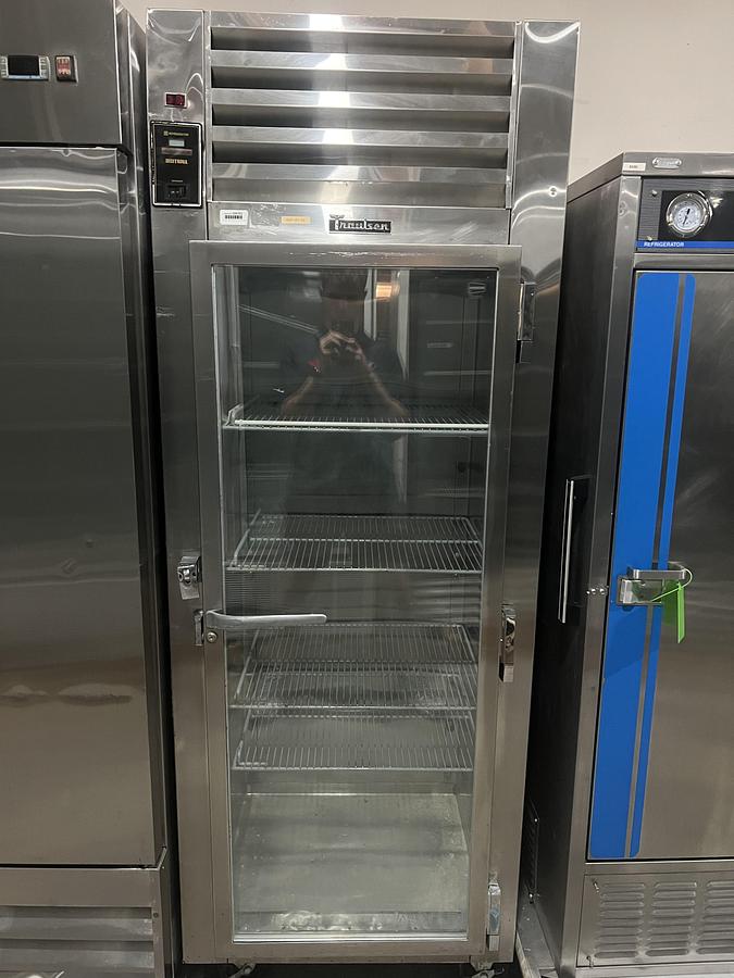Refurbished Traulsen 1 Door Glass Door Commercial Refrigerator Reach-In Cooler Stainless Steel