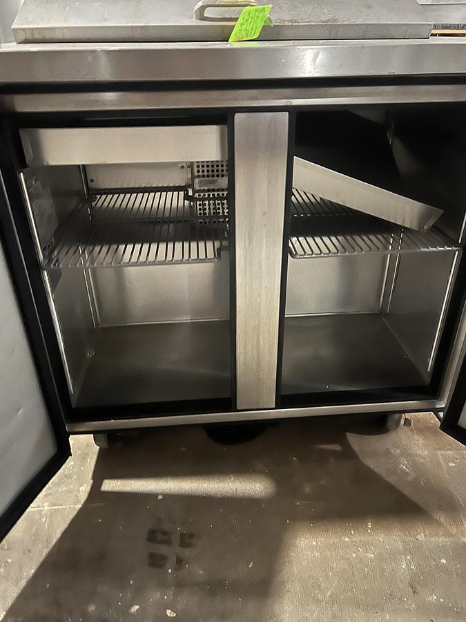 Refurbished Beverage-Air 2 Door Refrigerated Prep Table w/ Hinged Lid