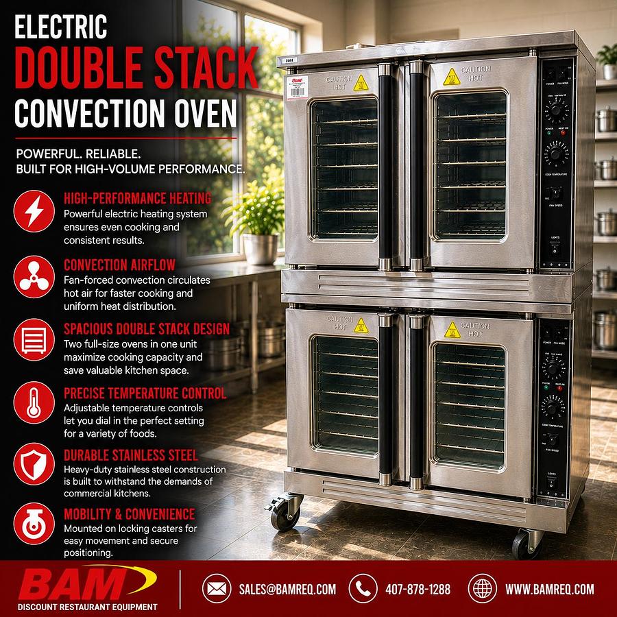 Electric Double Stack Commercial Convection Oven – Heavy-Duty Bakery & Restaurant Oven