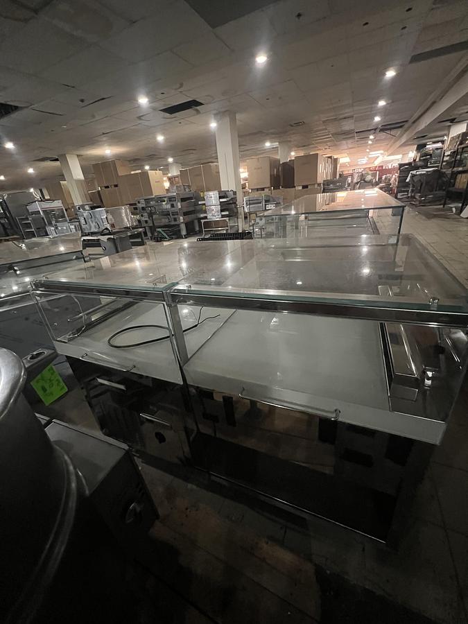 Refurbished Oscartek 2-Section Refrigerated Glass Display Case Stainless Steel Merchandiser