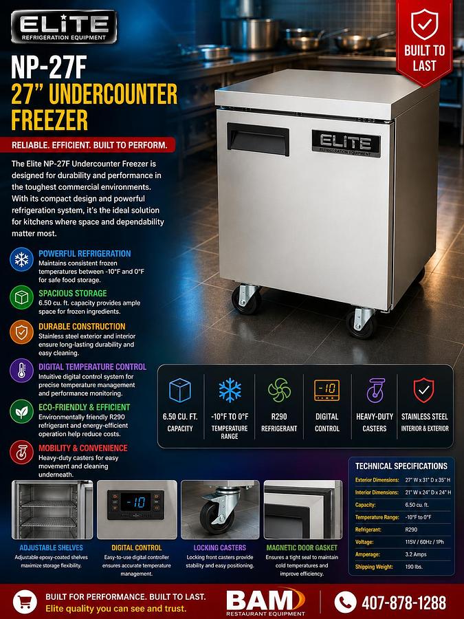 Elite NP-27F 27" Undercounter Freezer