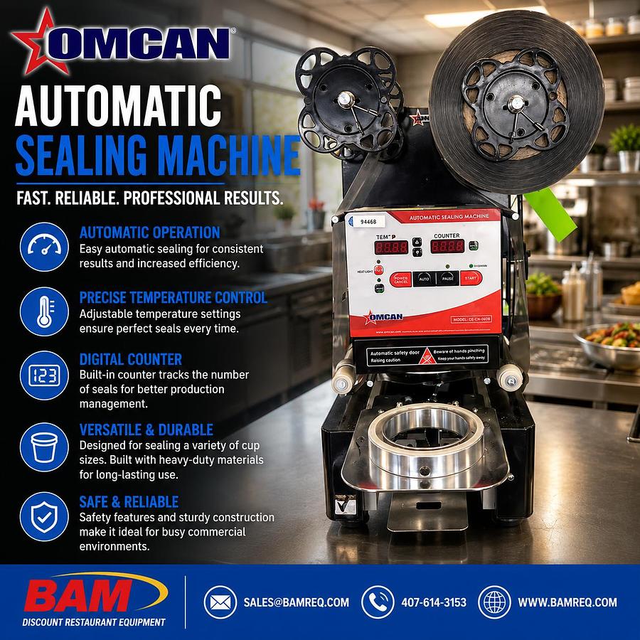 Used Omcan Automatic Cup Sealing Machine