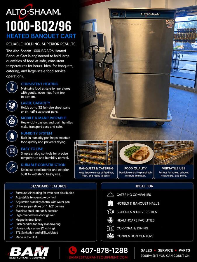 Used Alto-Shaam 1000-BQ2/96 Heated Banquet Cart