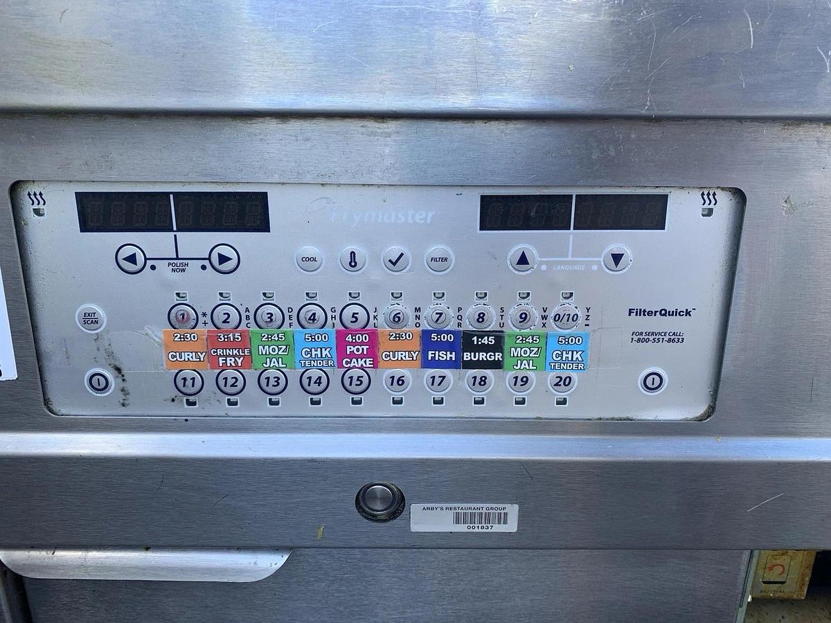 Used Frymaster 3 BAY Fryer, Natural Gas, Filtration System- Working Condition