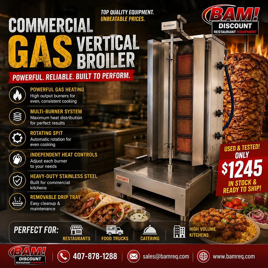 Used Commercial Gas Vertical Broiler / Shawarma Gyro Machine