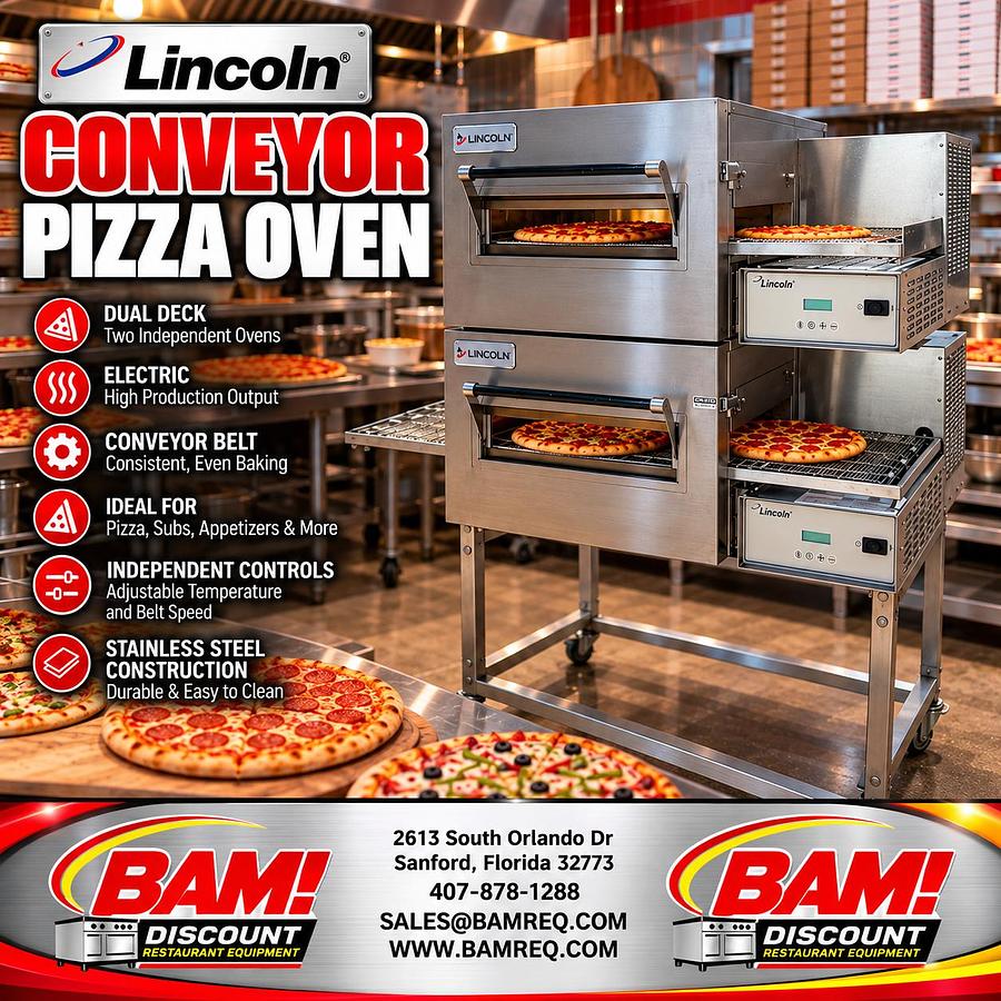 Refurbished Lincoln Double Stack Electric Conveyor Pizza Oven Commercial Dual Deck