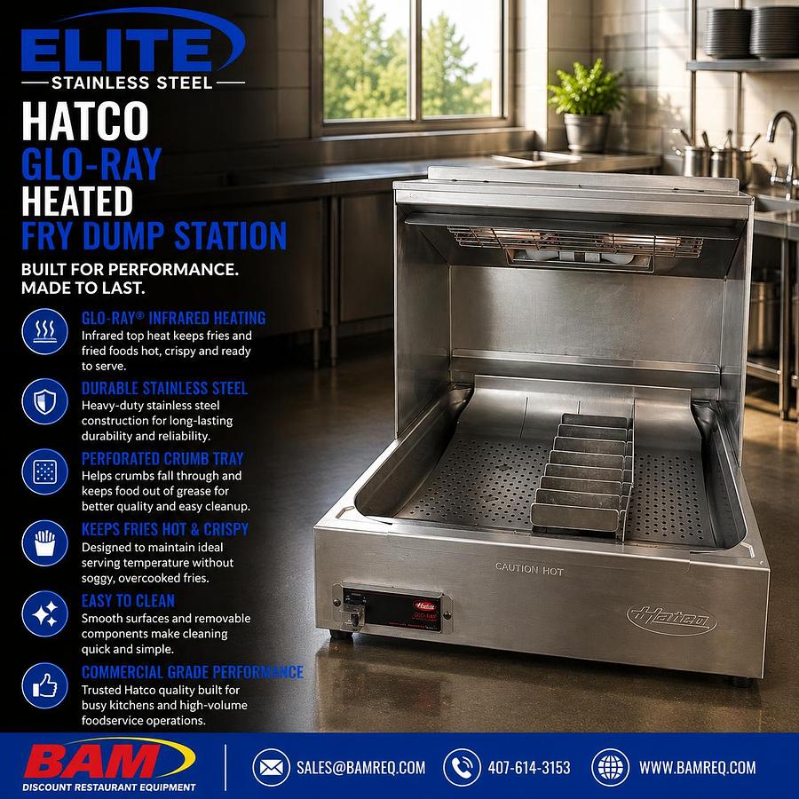 Used Hatco Glo-Ray Heated Fry Dump Station – Commercial Stainless Steel Holding Station – 120V