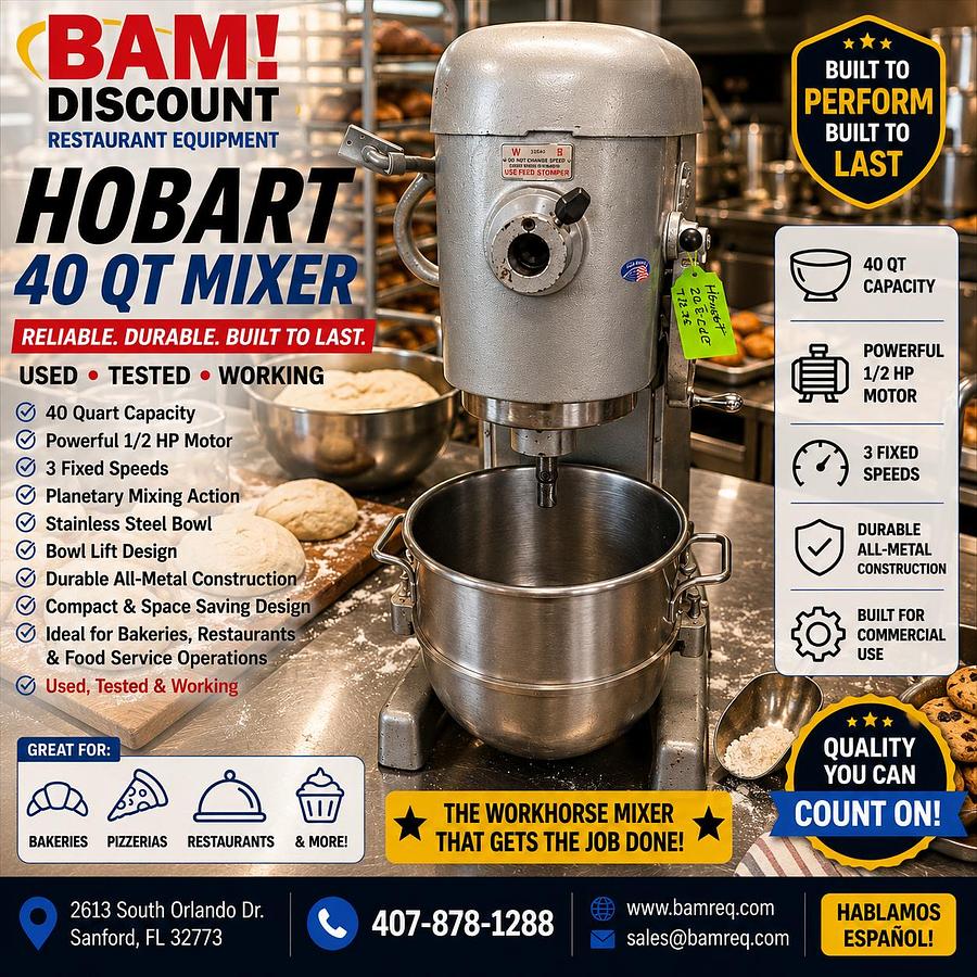 Used Hobart 40 Quart Commercial Planetary Mixer Used • Tested • Working