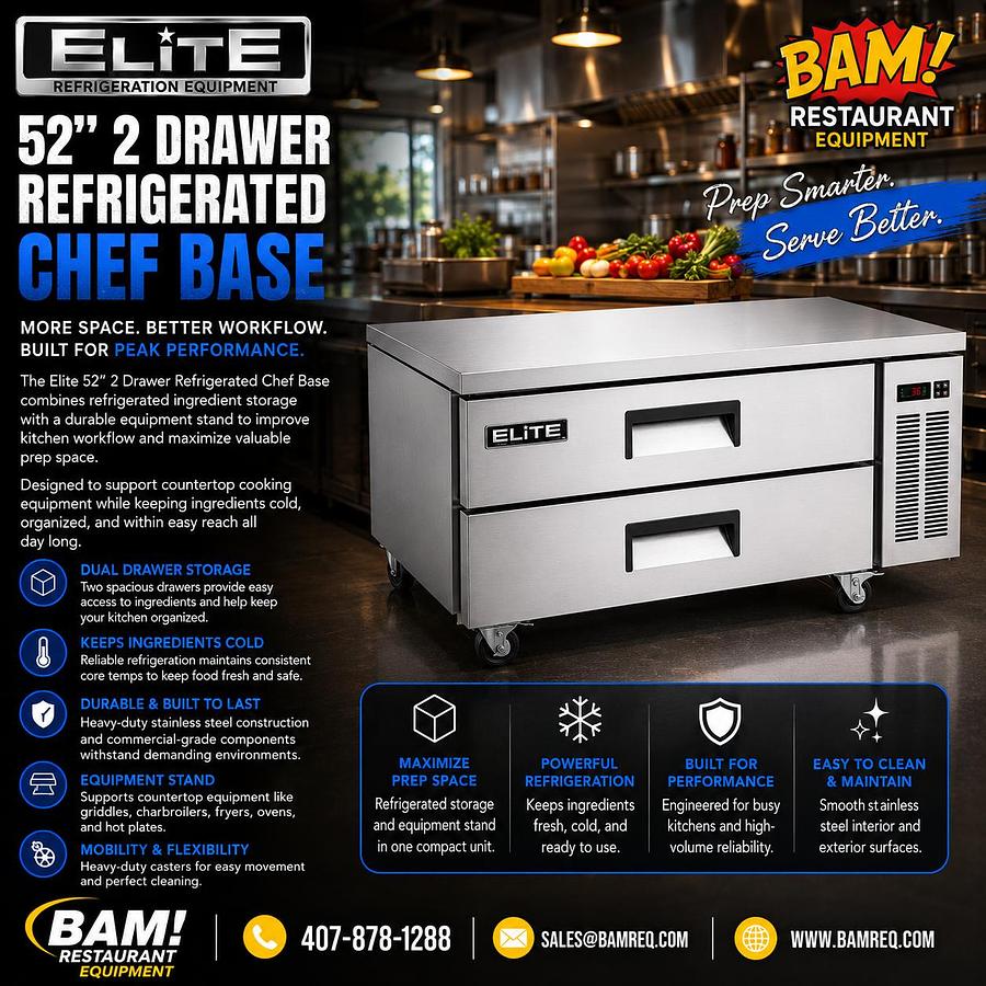 Elite 52″ 2 Drawer Refrigerated Chef Base