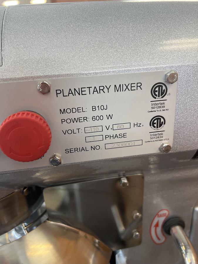 Used Elite B10J 10 Qt Commercial Planetary Mixer w/ Bowl, Hook, Whip & Paddle