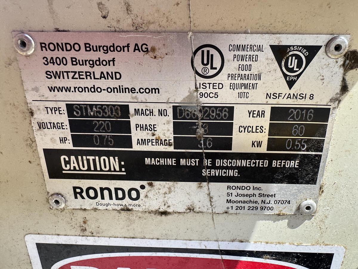 Refurbished RONDO STM5303 Commercial Dough Sheeter 220V 3PH Bakery Pastry Pizza 2016