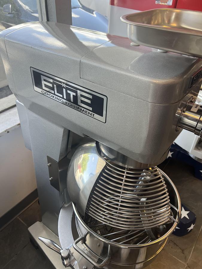 Used ELITE 30 QT COMMERCIAL MIXER WITH MEAT GRINDER ATTACHMENT