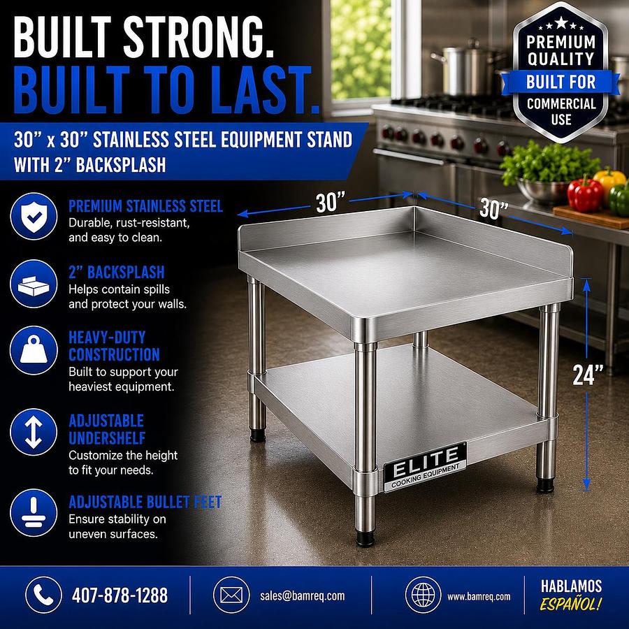 30"x 30" Stainless Steel Equipment Stand with Galvanized Undershelf
