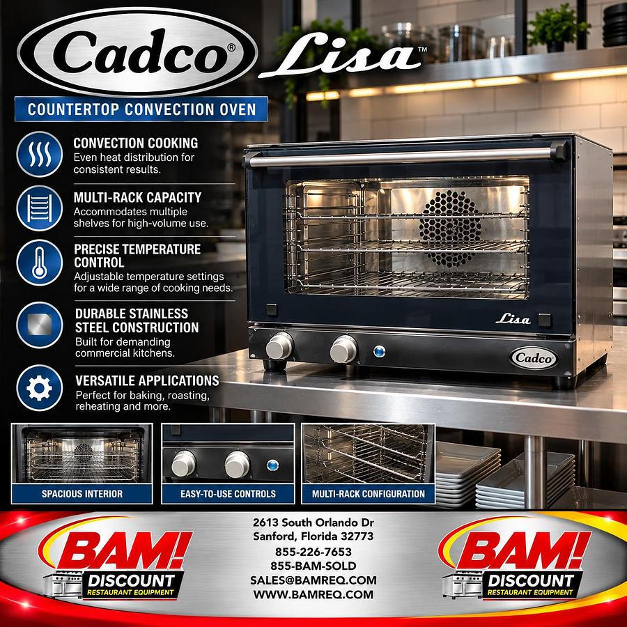 Refurbished Cadco Lisa Commercial Countertop Convection Oven Stainless Steel Bakery Restaurant