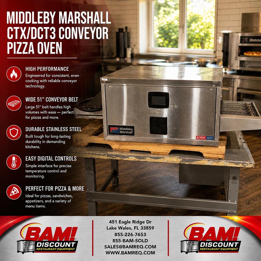 Refurbished Middleby Marshall CTX DCT3 Commercial Conveyor Pizza Oven Stainless Steel