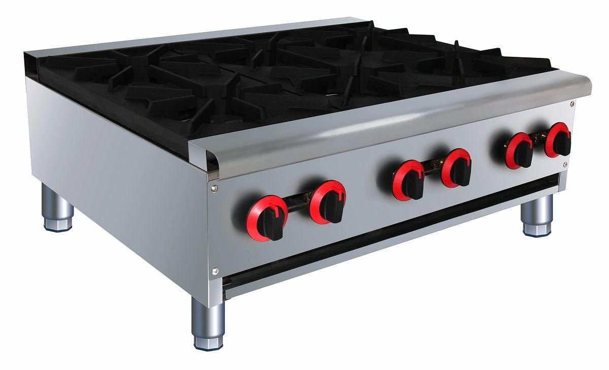 ELITE HS-6 Heavy Duty Stainless Steel 36" Six Burner Hot Plate