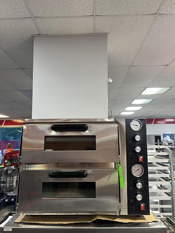 Used VEVOR Commercial Double Deck Countertop Pizza Oven – Dual Chamber – Independent Temperature Controls – Stainless Steel