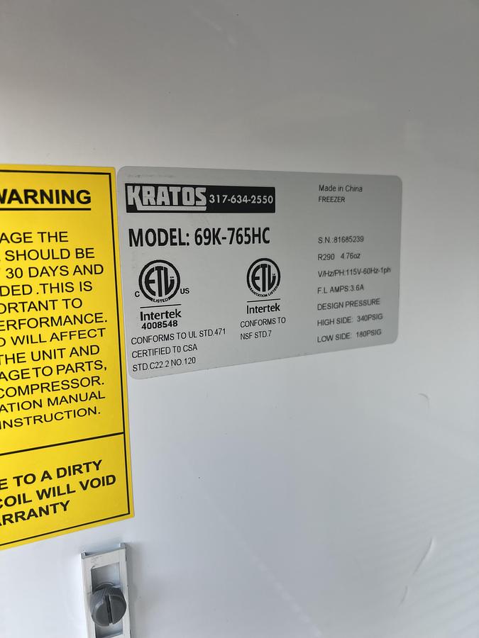 Kratos 1 Door Commercial Reach-In Freezer Stainless Steel on Casters