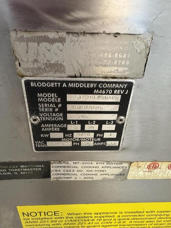 Used Blodgett Model MT1820E Electric Double Stack Conveyor Oven 208v 1 Phase 18” Belt
