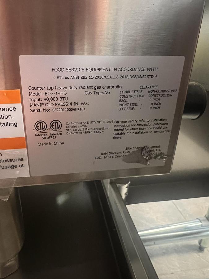 ELITE ECG14 Gas Radiant Charbroiler | 14"