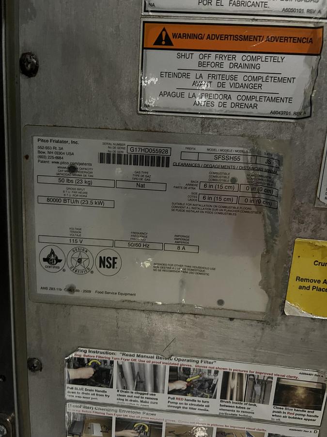 Refurbished Pitco Solstice Supreme Single Bay Commercial Gas Fryer Digital Controls Heavy Duty