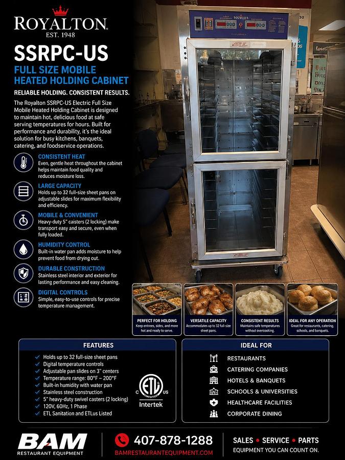 Used Royalton SSRPC-US Electric Full Size Mobile Heated Holding CabinetRoyalton SSRPC-US Electric Full Size Mobile Heated Holding Cabinet