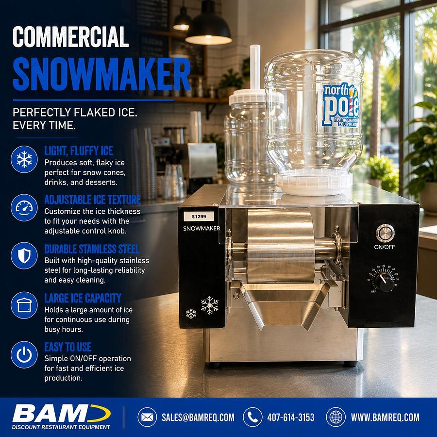 Commercial Snowmaker / Snow Cone Ice Shaver Machine – Stainless Steel – Adjustable Ice Texture – 115V