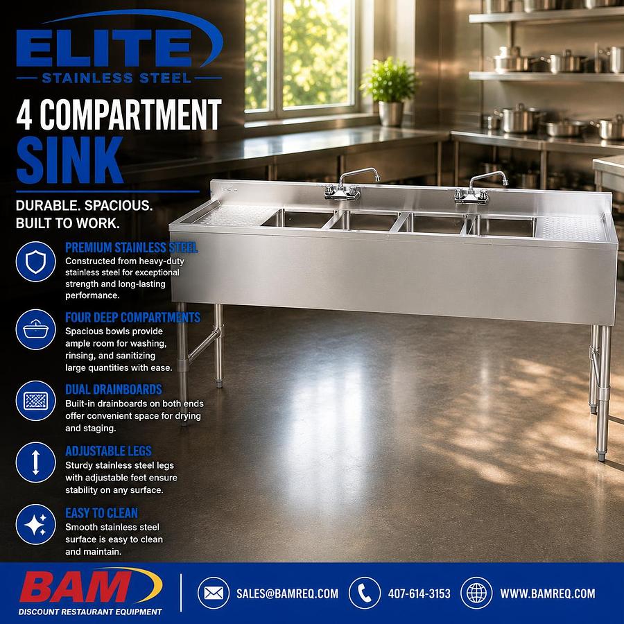 72" 4 Compartment Sink