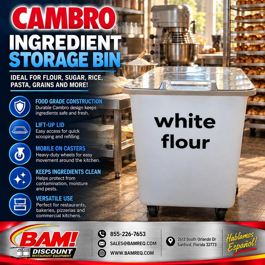 Refurbished Cambro Commercial Ingredient Storage Bin with Lid & Casters