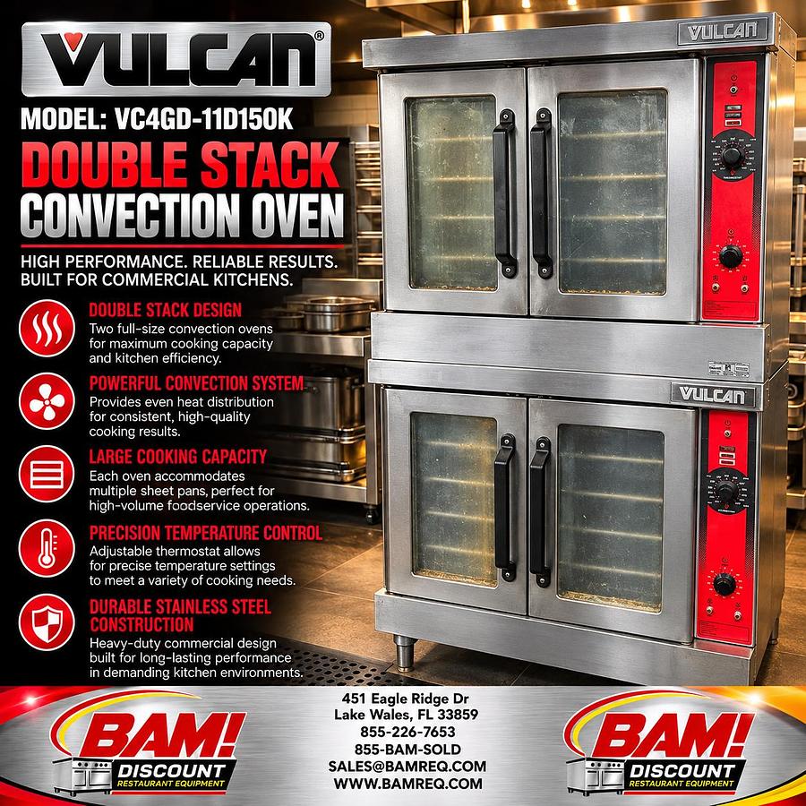 Refurbished Vulcan VC4GD-11D150K Double Stack Gas Convection Oven