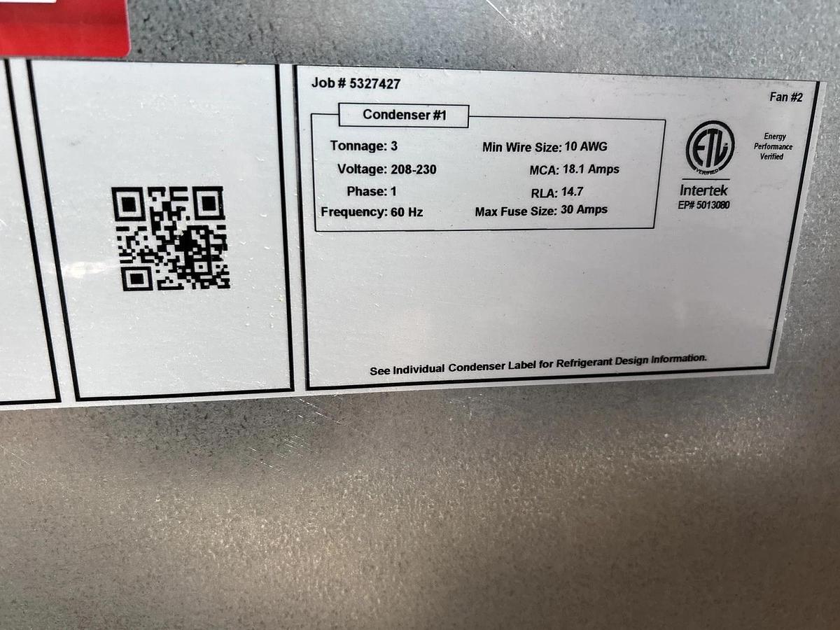 New Captive Aire Make Up Air Unit - With A/C Unit- 220v 1 Phase- 1350CFM