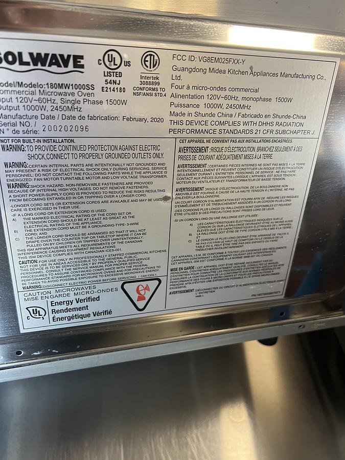Refurbished Solwave Commercial Microwave Oven Stainless Steel Programmable Restaurant Microwave