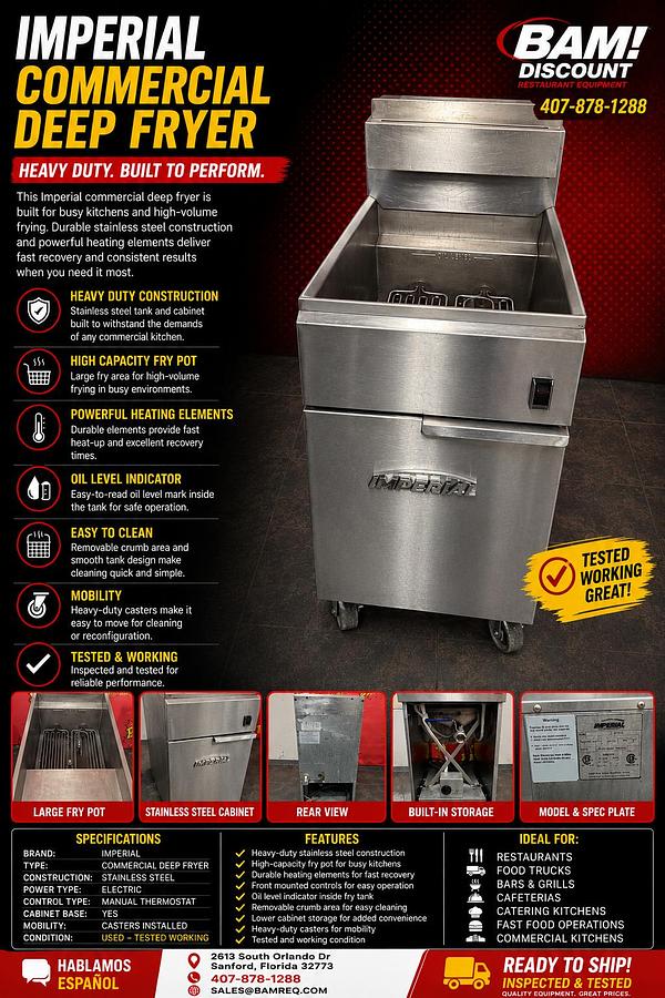 Used Imperial Commercial Heavy Duty Deep Fryer 