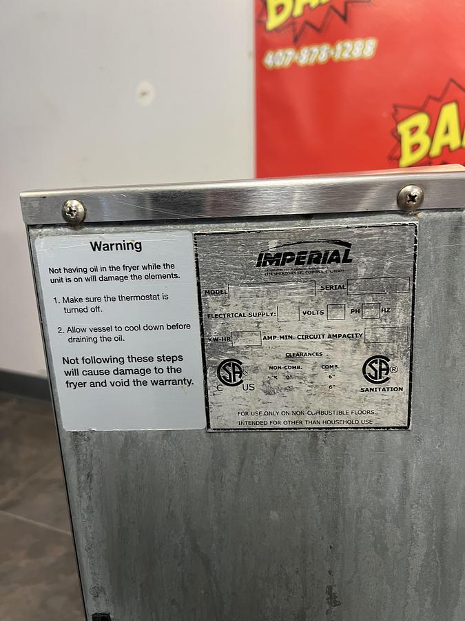 Used Imperial Commercial Heavy Duty Deep Fryer