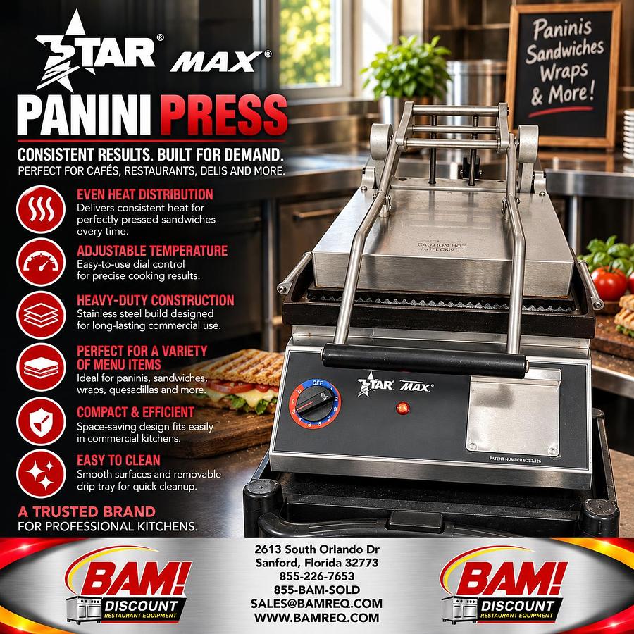 Refurbished Star Max Commercial Panini Press Sandwich Grill Heavy Duty Countertop