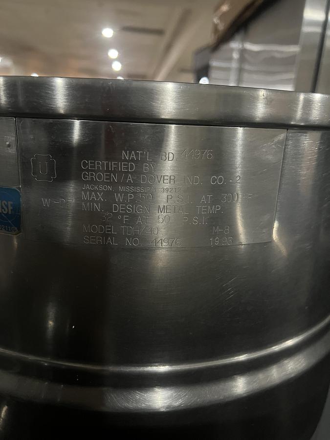 Refurbished Groen 40 Qt Natural Gas Tilting Steam Jacketed Kettle Commercial Restaurant