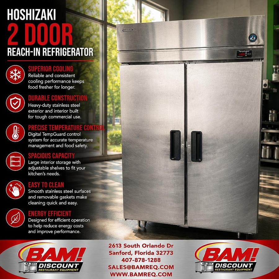 Used Hoshizaki 2-Door Reach-In Commercial Refrigerator