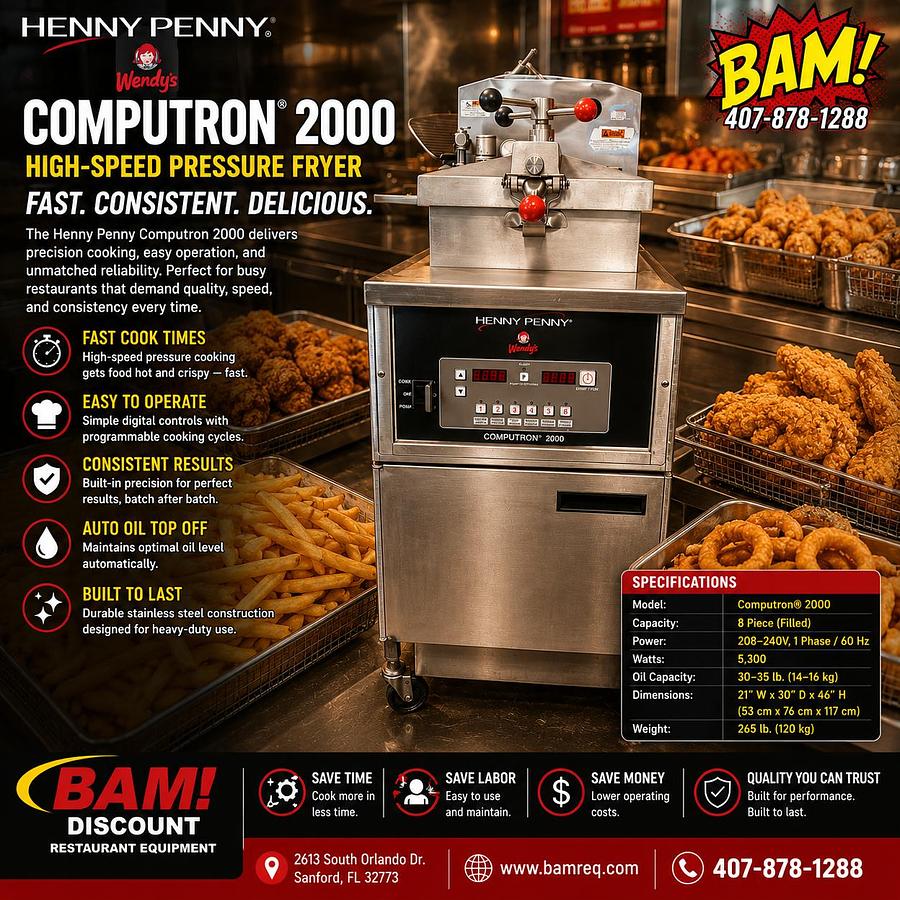 Used Henny Penny Computron 2000 Pressure Fryer – Commercial Chicken Fryer – Tested Working