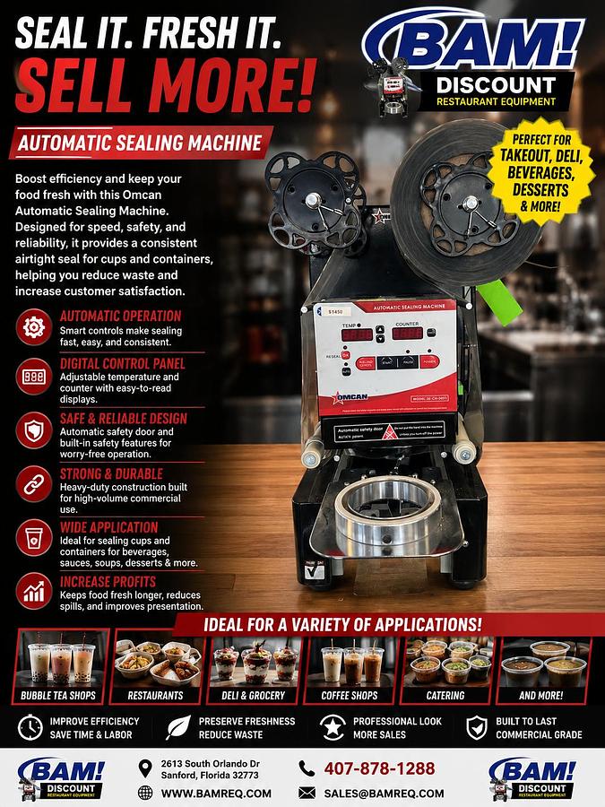 Used Omcan Automatic Cup Sealing Machine
