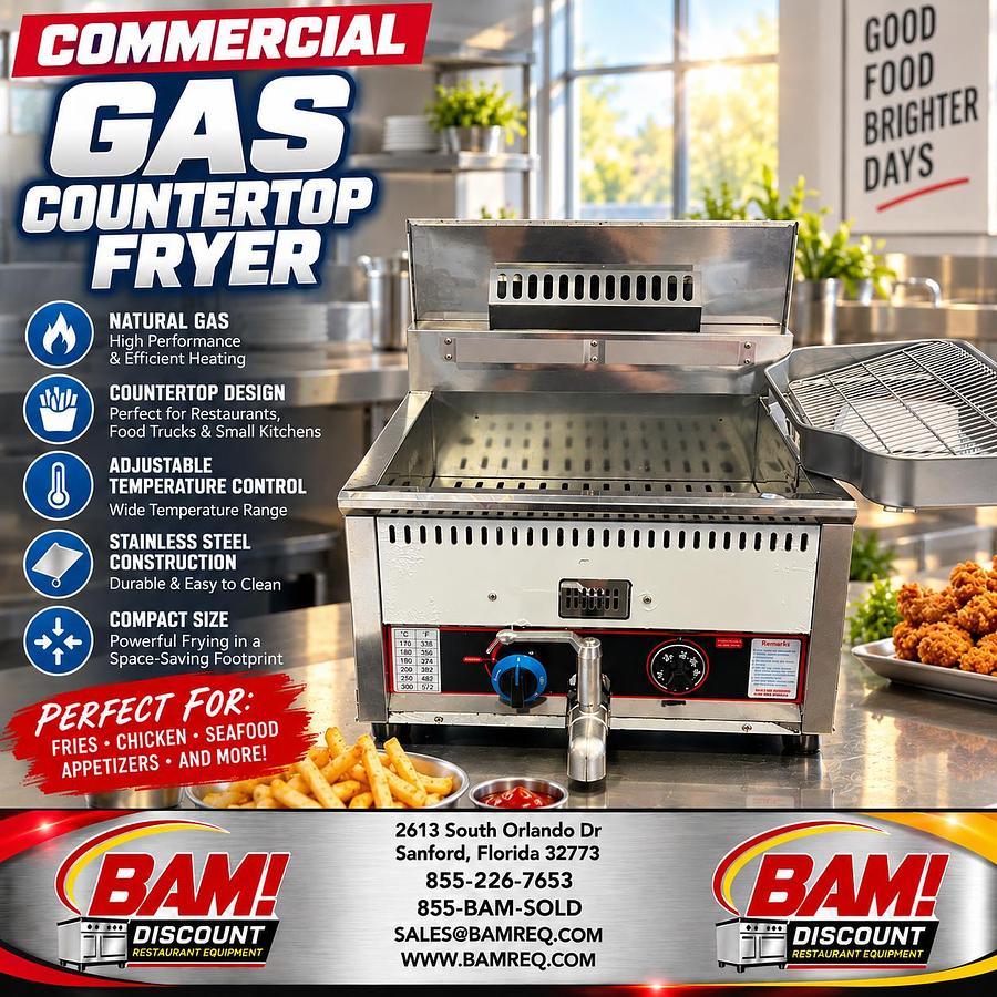 Refurbished Commercial Countertop Gas Fryer Stainless Steel Restaurant Deep Fryer w/ Drain