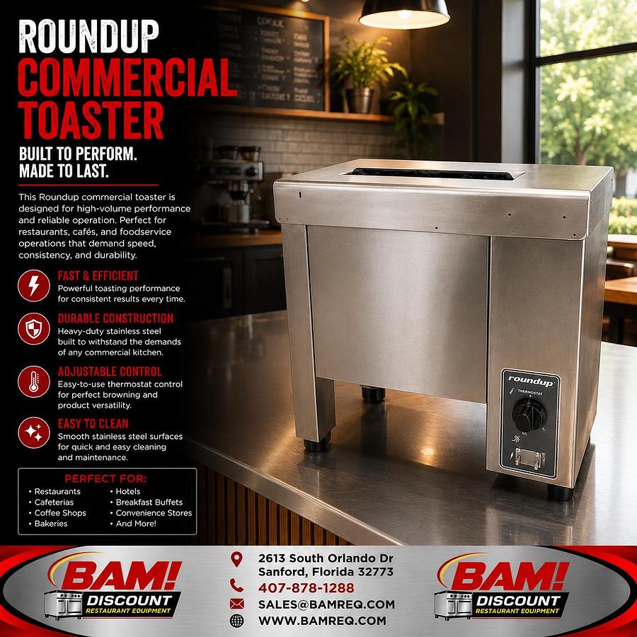 Used Roundup Commercial Countertop Vertical Toaster – Heavy Duty Stainless Steel