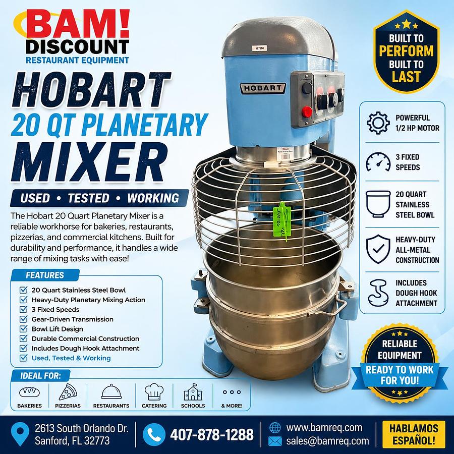 Used Hobart 20 Quart Commercial Planetary Mixer – Heavy Duty Bakery Mixer