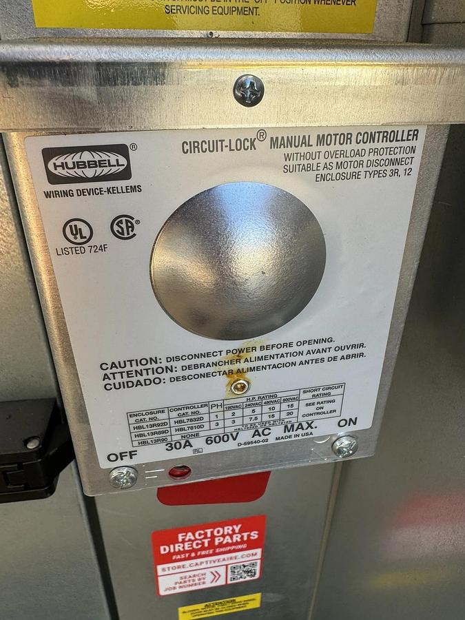 New Captive Aire Make Up Air Unit - With A/C Unit- 220v 1 Phase- 1350CFM