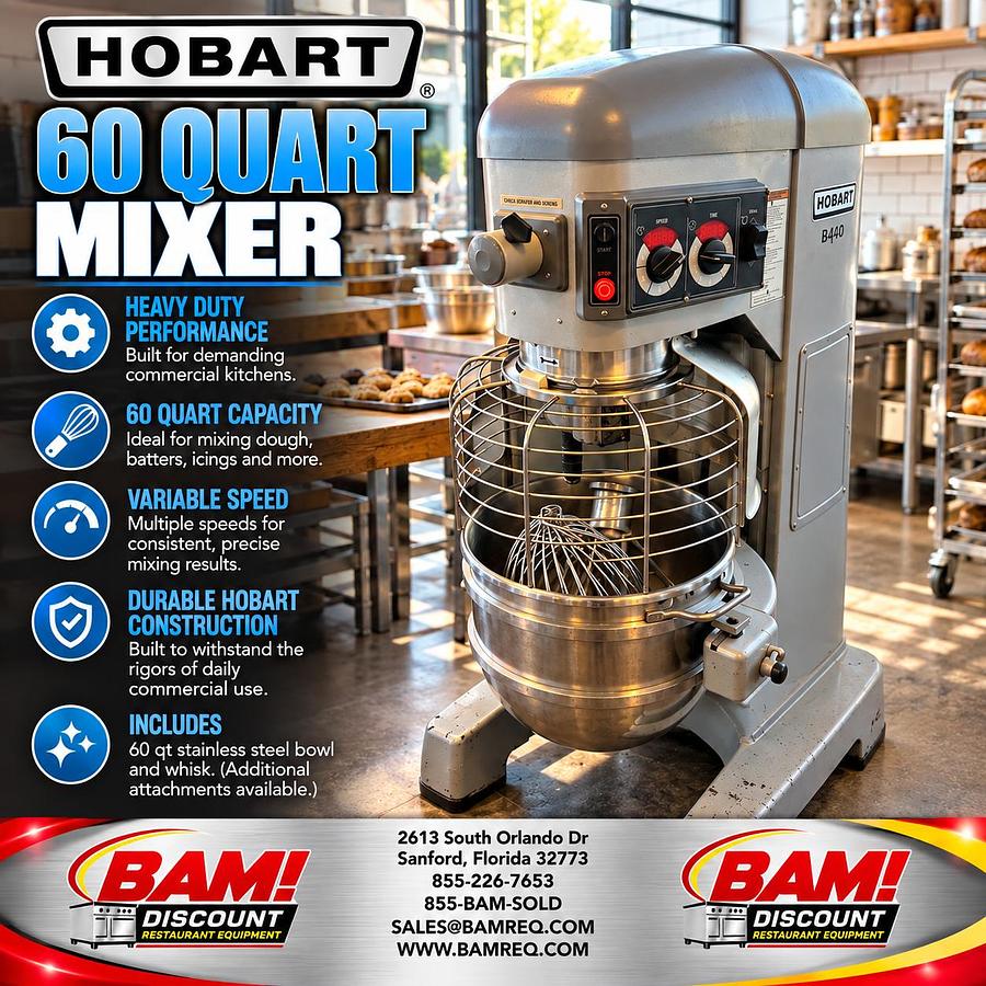 Refurbished Hobart 60 Qt Commercial Planetary Mixer w/ Bowl & Whip Heavy Duty Bakery Mixer
