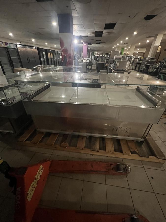 Refurbished Oscartek 3-Section Glass Refrigerated Display Case Stainless Steel Merchandiser
