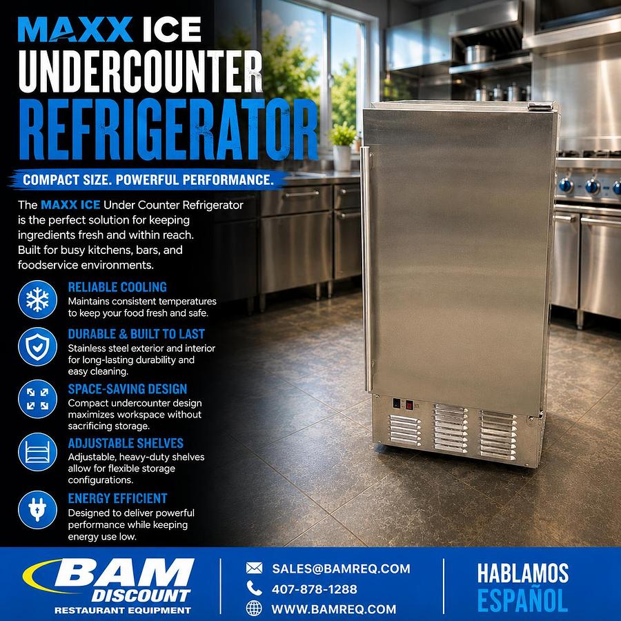 Used MAXX ICE Commercial Undercounter Refrigerator – Stainless Steel – Self-Contained