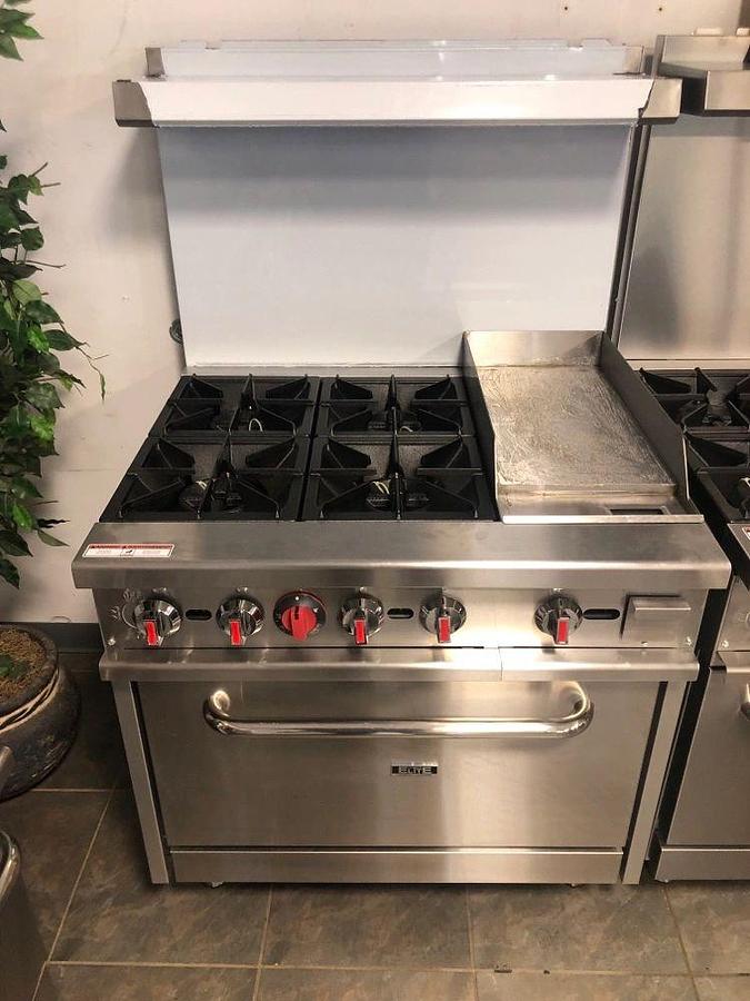Elite Gas 4 Burner 36" Range with 12" Griddle and Standard Oven
