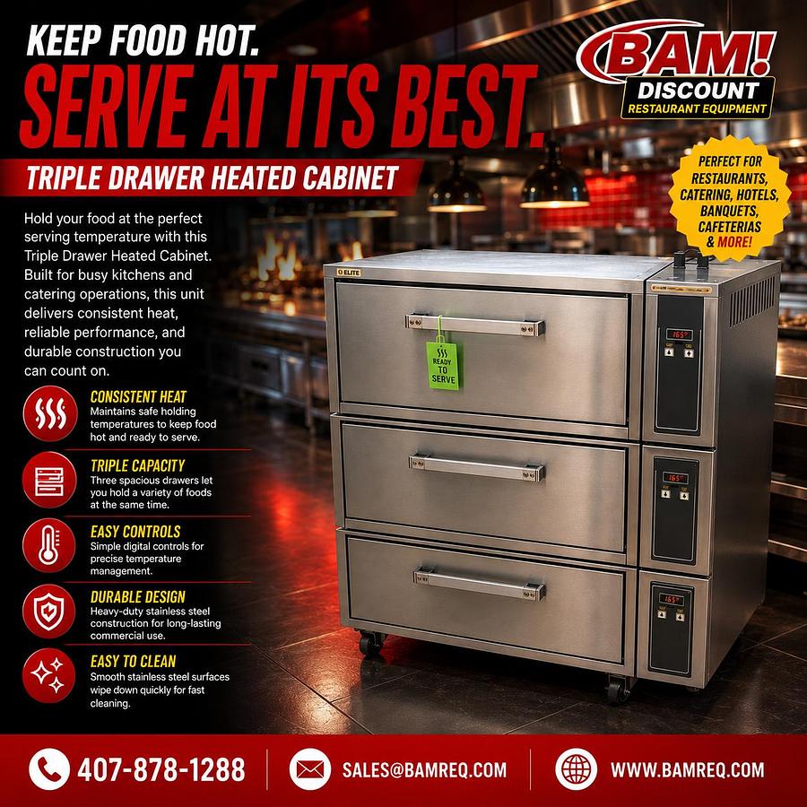 Used Commercial Triple Drawer Heated Holding Cabinet