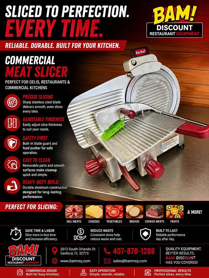 Used Berkel Commercial Manual Gravity Feed Meat Slicer – Heavy Duty Deli Slicer